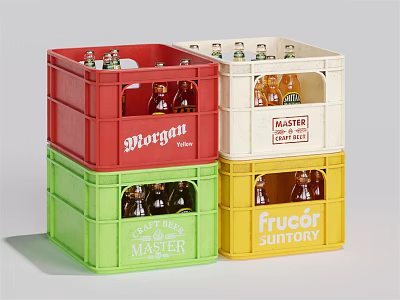 Colorful Storage Baskets With Handles For Organizing Bottles In Assorted Hues 3d model
