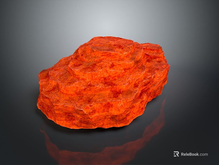 Red Stone and Natural Wood with Textured Surface for Interior Decor Design 3d model 