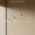 Minimalist Interior Pendant Light With Beige Wall Window Blinds Spherical Bulbs And Long Strip Design