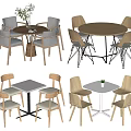 Modern Table and Chair Sets with Round Square Tables and Minimalist Design 3d model