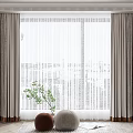 Modern Gray Curtains With Sheer White Panels Green Plant And Brown Gray Decorative Balls