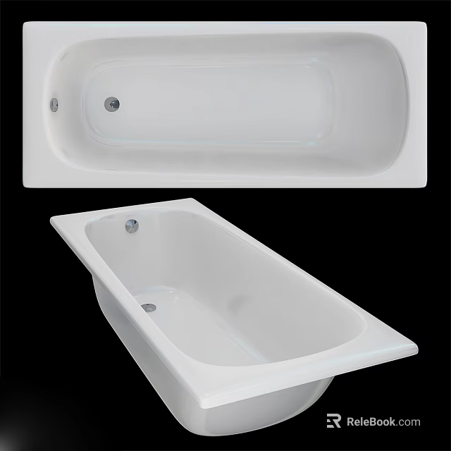 White Rectangular Freestanding Bathtub With Smooth Surface And Drain Hole Design 3d model