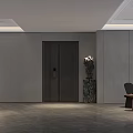 Modern Living Dining Room Interior With Sofa Chair Dining Table Decorative Sculpture And Gray Walls