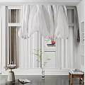 Bright Floor-to-Ceiling Window Interior Design With White Curtains Green Plant And Natural Light