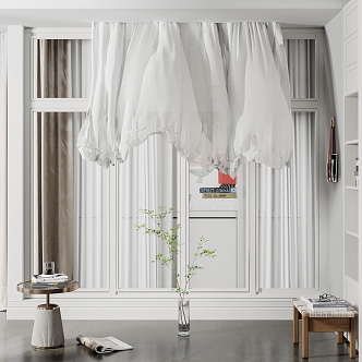 Jane European French Window Curtain 3d model