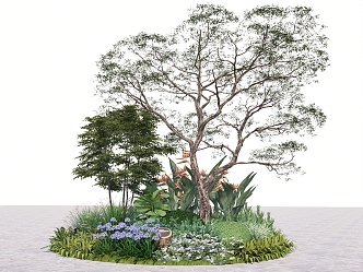 plant combination flower diameter flower and grass combination arbor shrub group net red ornamental grass 3d model