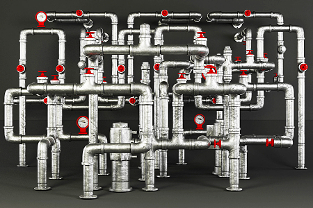 Industrial LOFT pipe valve gas pipeline oil pipe 3d model