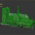 Cartoon Scene Displaying Notre Dame Cathedral Model With Gothic Spire And Intricate Details