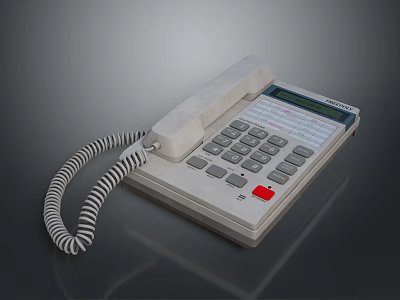 Vintage Digital Telephone With Coiled Cord Numeric Keypad And Small 3d model
