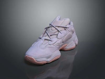 Stylish Light Gray Sports Shoes With Pink Chunky Soles And Trendy Design 3d model