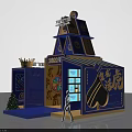 Blue China Pavilion Exhibition Booth With 2023 Sign Christmas Trees And Figure Model