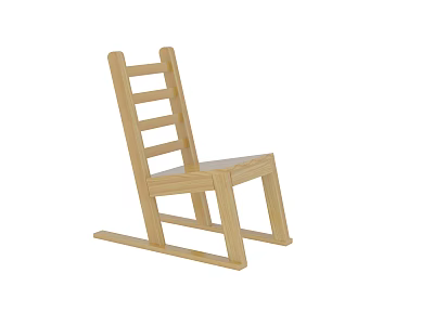 Light Wood Rocking Stool With Simple Design And Backrest Structure 3d model
