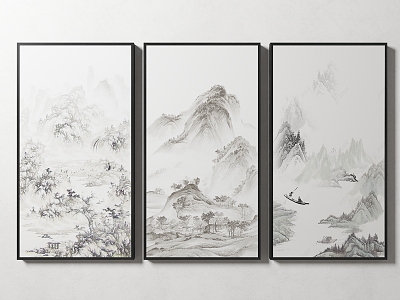 New Chinese Landscape Painting Landscape Painting Pendant Ink Landscape Painting Decorative Hanging Painting Decorative Painting 3d model