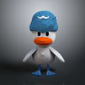 Adorable Duck Shaped Plush Doll With Blue Hat Orange Beak And White Body