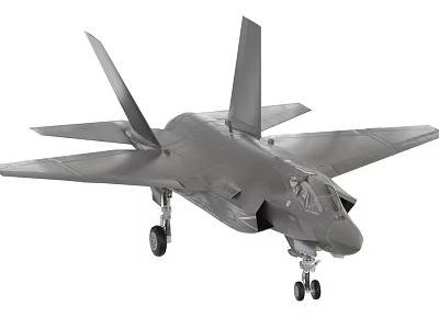Modern Stealth Fighter Jet with Gray Exterior Landing Gear and Aerodynamic Design 3d model