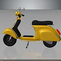 Elegant Yellow Scooter Featuring Black Seat Chrome Accents and Reflective Surface