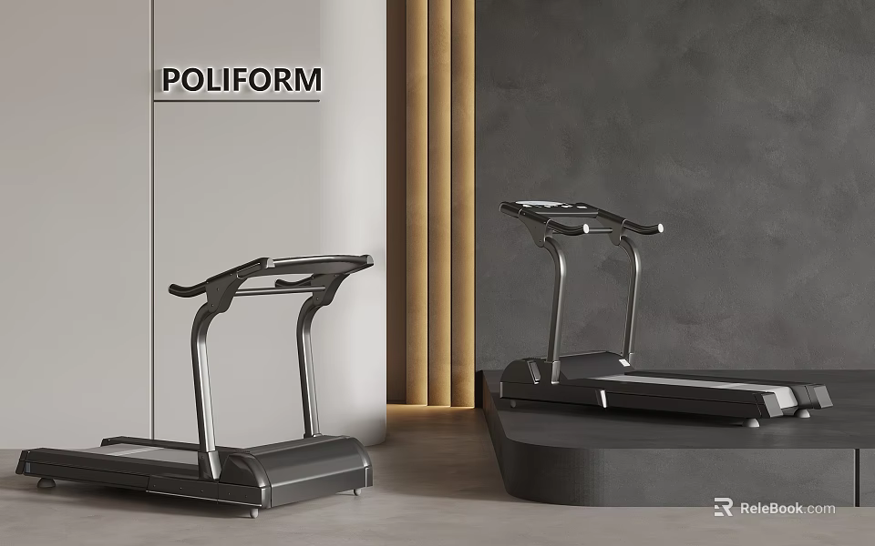 Sleek Modern Treadmill Equipment For Home Gym With Metal Frame And Ergonomic Design 3d model 