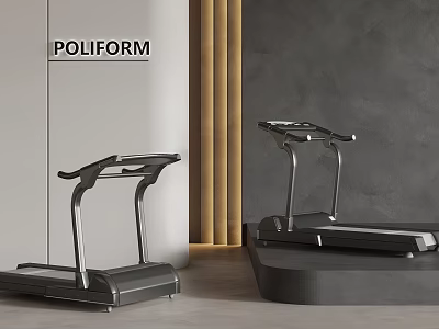 Sleek Modern Treadmill Equipment For Home Gym With Metal Frame And Ergonomic Design 3d model