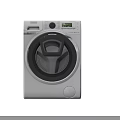 Modern Front Loading Washing Machine with Light Blue Exterior LCD Display and Control Panel