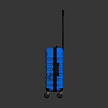 Lightweight Blue Striped Hard Shell Suitcase With Telescopic Handle And Wheels 3d model