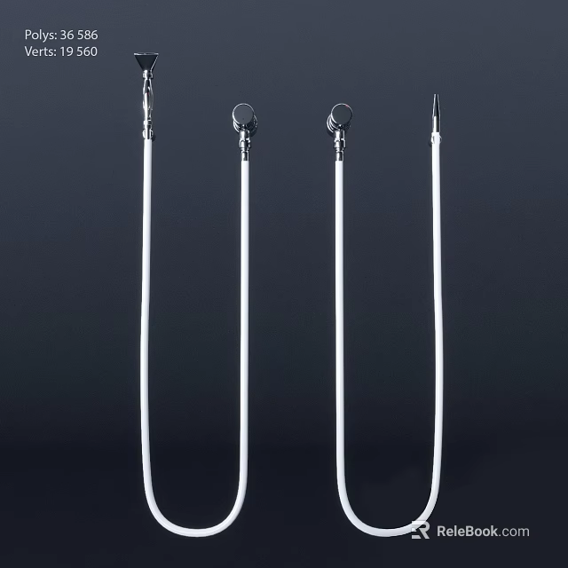 Other White Long Rod Tools With Different Metal Tips On Black Background 3d model