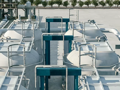 Advanced Industrial Plant Featuring Multiple Storage Tanks Metal Frameworks And Piping Systems 3d model