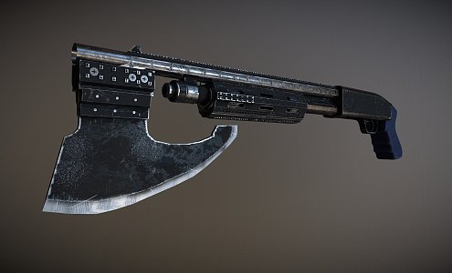 Weapon shotgun axe 3d model