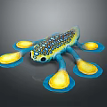 Colorful Blue And Yellow Spotted Octopus Character With Yellow Tipped Tentacles