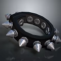 Black Ring Shaped Lifestyle Accessory With Silver Spikes And Metal Bolts