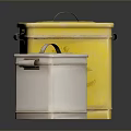 Practical Household Storage Boxes Yellow and Cream Colored With Lids and Handles