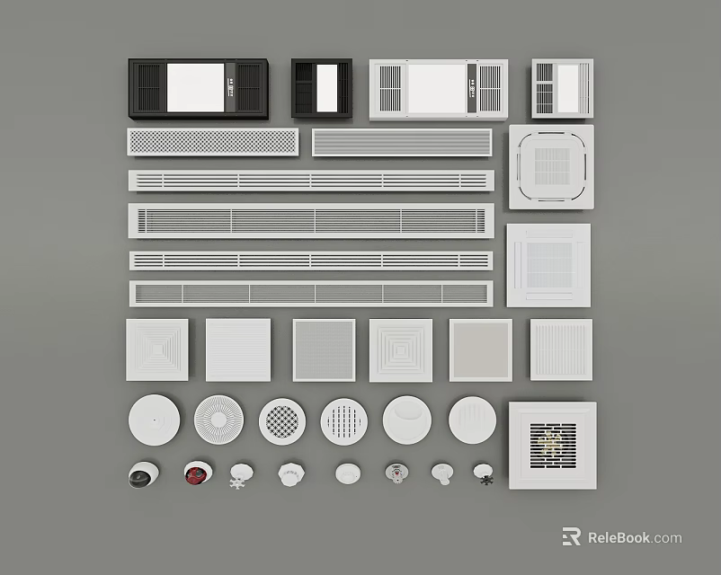 Various Types of Air Conditioner Vents with Different Designs and Shapes 3d model 