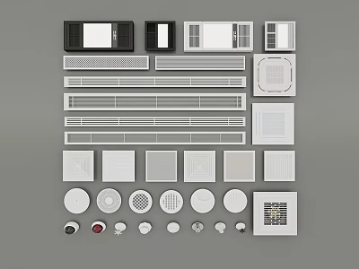Various Types of Air Conditioner Vents with Different Designs and Shapes 3d model