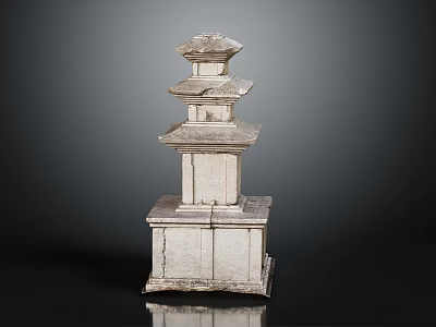 Traditional Stone Pagoda Structure With Multi Tiered Design And Square Base 3d model
