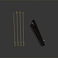 Vintage Weapon Arrows And Quiver With Silver Arrowheads Red Blue Shafts Brown On Gray Background