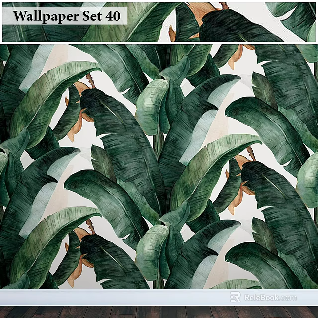 Tropical Green Leaves Botanical Pattern With Vibrant Lush Natural Foliage 3d model 