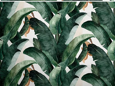 Tropical Green Leaves Botanical Pattern With Vibrant Lush Natural Foliage 3d model