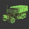 Heavy Duty Military Truck Featuring Canvas Covered Cargo Bed And Six Wheel Design