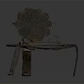 Vintage Single Chair With Metal Frame Petal Shaped Backrest And Round Seat