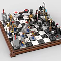Creative Building Blocks Chess Set With Black White Checkered Board And Detailed Figures