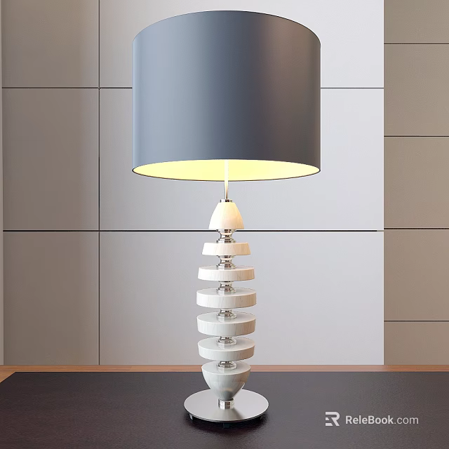 Modern Floor Lamp With Gray Lampshade And Layered White Base For Indoor Decor 3d model 