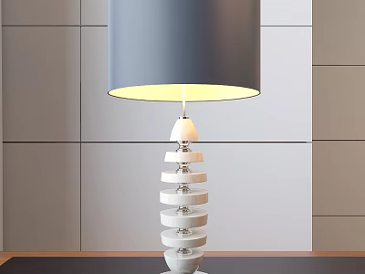 Modern Floor Lamp With Gray Lampshade And Layered White Base For Indoor Decor 3d model