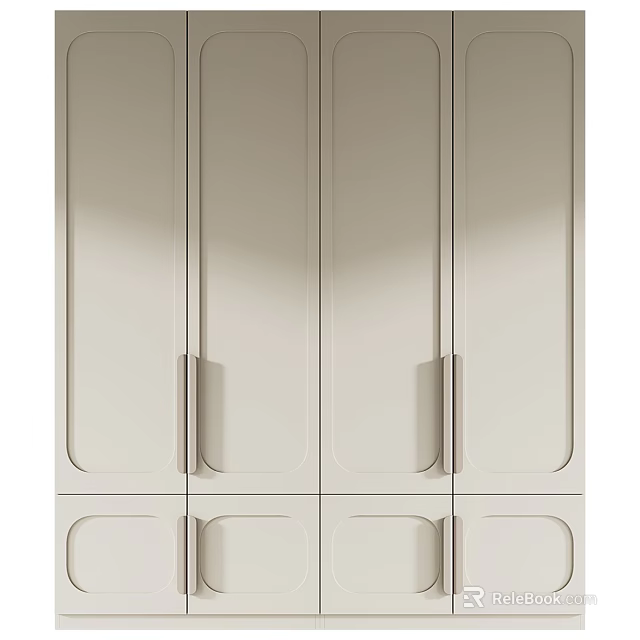 Modern Minimalist Wardrobe Design With Light Colored Panels And Metal Handles 3d model 