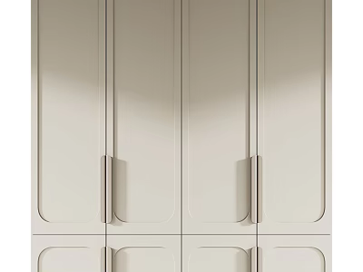 Modern Minimalist Wardrobe Design With Light Colored Panels And Metal Handles 3d model