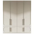 Modern Minimalist Wardrobe Design With Light Colored Panels And Metal Handles