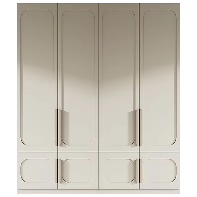 Modern Minimalist Wardrobe Design With Light Colored Panels And Metal Handles 3d model
