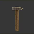 Sturdy Hammer With Metal Head And Wooden Handle On Gray Gradient Background