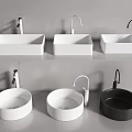 Stylish Modern Washbasins With Square Round Shapes White Black Colors And Faucets