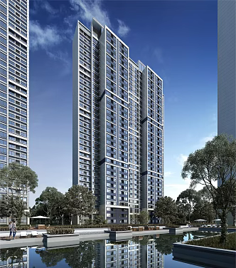 Modern Residential Building High-rise Residential Apartment 3d model