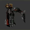 Detailed Spacecraft Mechanical Structure With Red Green Components And Thruster Parts