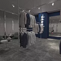 Modern Men's Clothing Store Interior With Suits On Display Racks And Mirrors